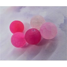 Ronde 10 - Agate de feu Fuchsia givrée (5 pces)